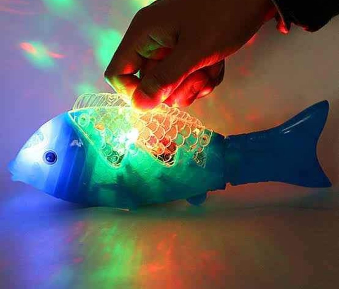 Electric Moving Fish Toys With 3D Light & Music Projections Electric Fish Creative Free Music Swing Fishglow Toy