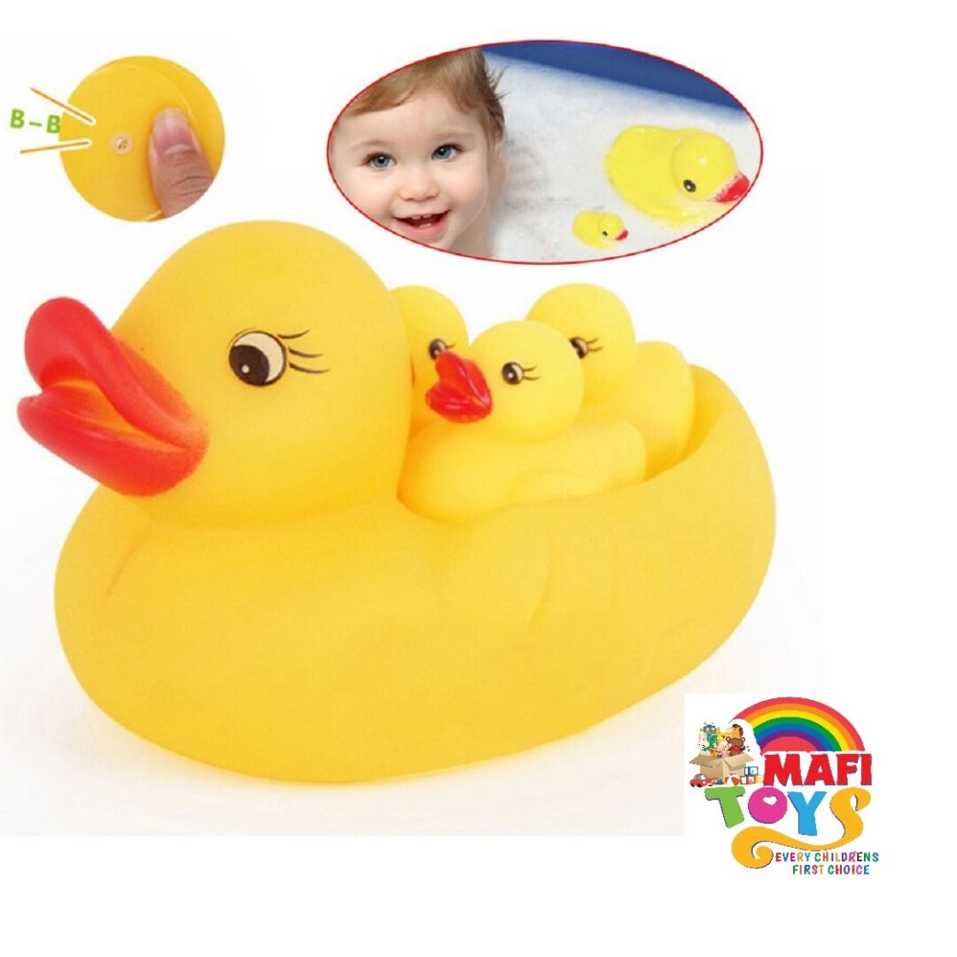 Food Grade Rubber Baby Bath Duck Toy Set With Sound - Yellow
