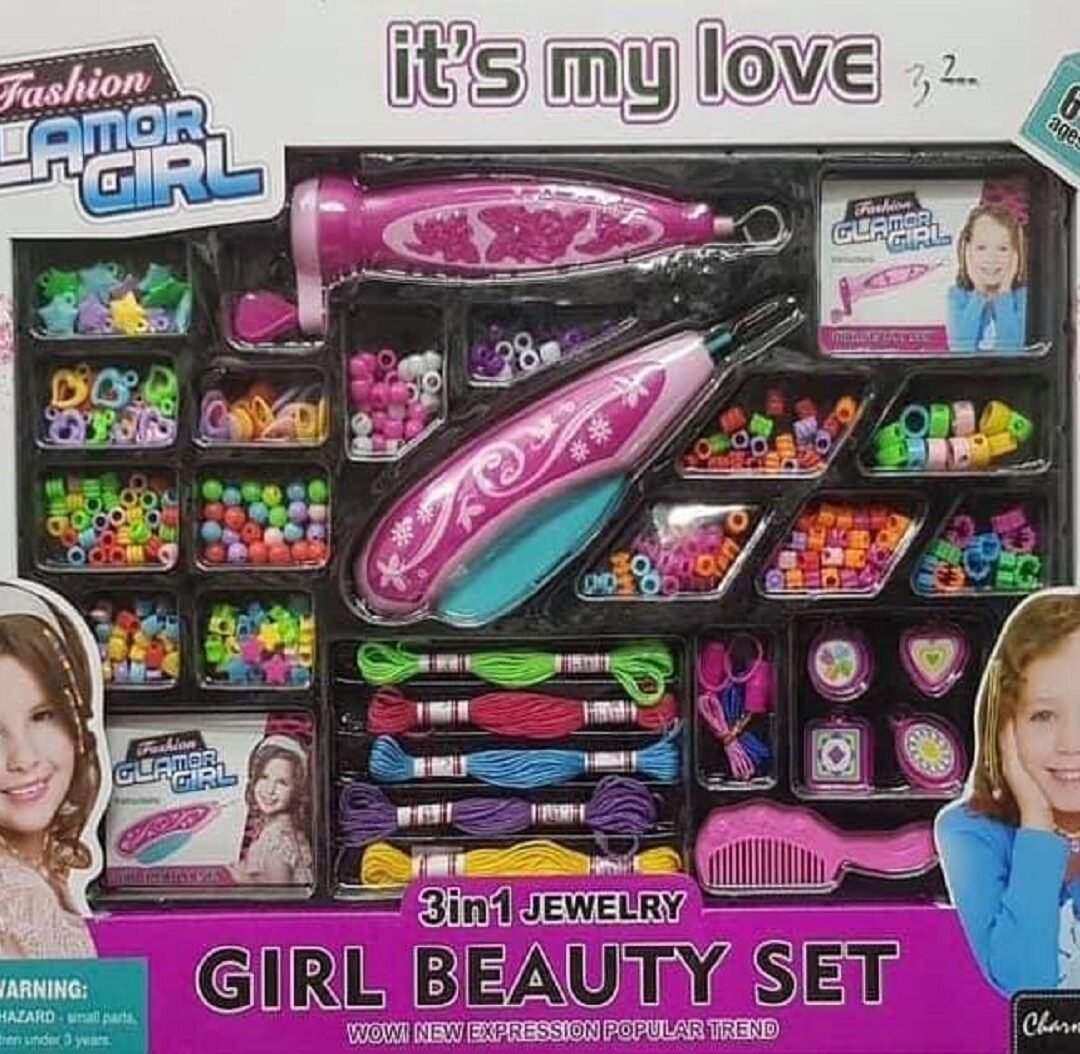 3 In 1 Hair Bead Jewelry Embroidery Thread Bracelet Necklace Tool Girl Style Set