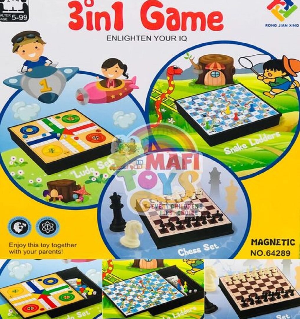 Magnetic Ludo,Snake Ladders And Chess 3 In 1 Game/Board Game/Family Game/Travel Game For Enlighten Your IQ