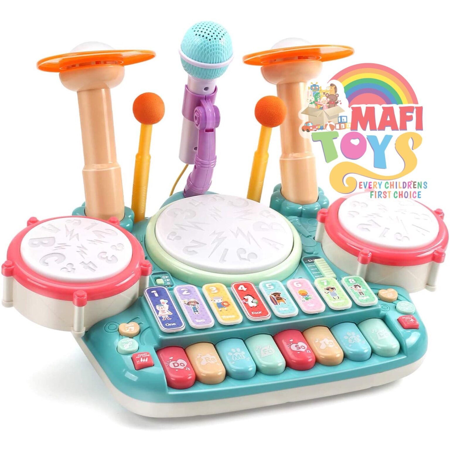 5 In 1 Baby Musical Instruments Toys,Kids Drum Set Piano Keyboard and Xylophone Toddler Drum Microphone Light Baby Musical Learning Toys for 1-5 Years Old Boy Girl Gift