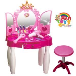 Little Princess Mirror Dressing Table Up With Music Sound And Light Glamour Beauty Makeup Pretend Role Play Set Toy For Kids