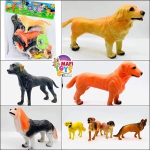 6 Pieces Plastic Dogs Toys Animal Collection For Kids Education Toys - Multicolor