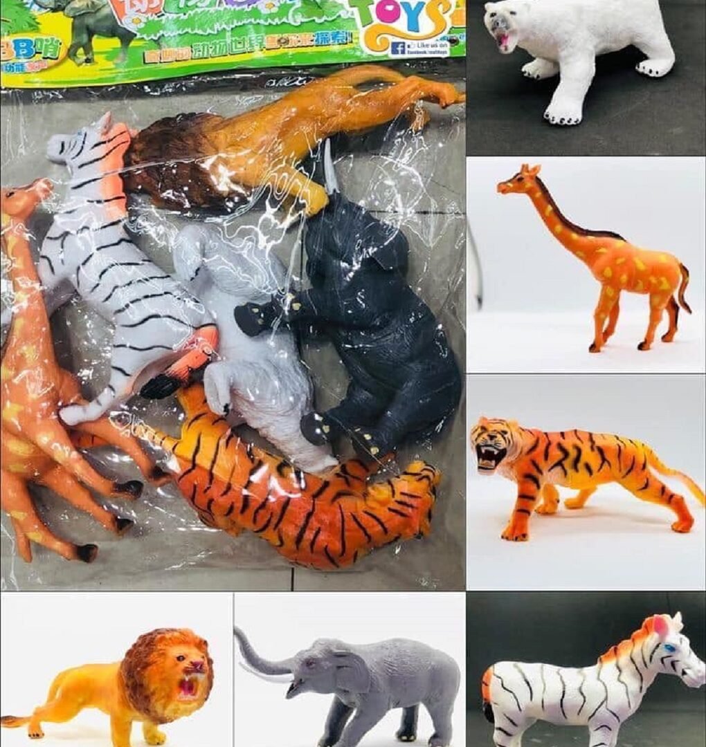 6 Pieces Plastic Mini Jungle Animals Toys Animal Collection For Kids Education Toy - Multicolor