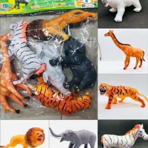 6 Pieces Plastic Mini Jungle Animals Toys Animal Collection For Kids Education Toy - Multicolor