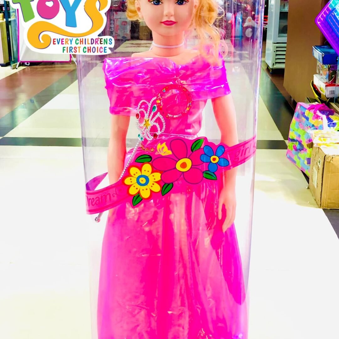 Beautiful Fashionable Stylish Dream Girl Big Barbie Princess Doll With Magic Wand 42 Inch -Pink