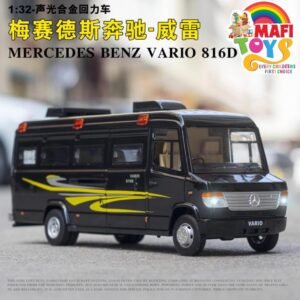 1:32 Diecast Mercedes Truck Model Toy Vario 816D MPV RV Miniature Recreational Vehicle Replica Sound and Light