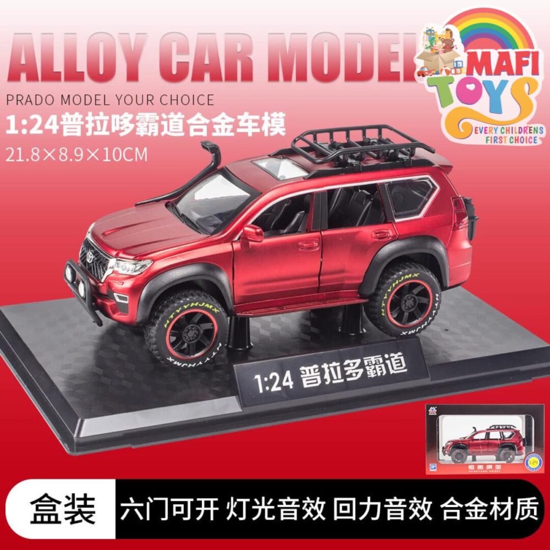 1:24 Toyota Prado Off-Road Vehicle Alloy Diecast Car Miniature Toy Birthday Gift Sound&Light