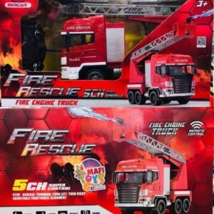 Remote Control Fire Rescue Car Toy Truck Electric Fire Engine with Adjustable Ladders Water Spray RC Car Toy for Kids