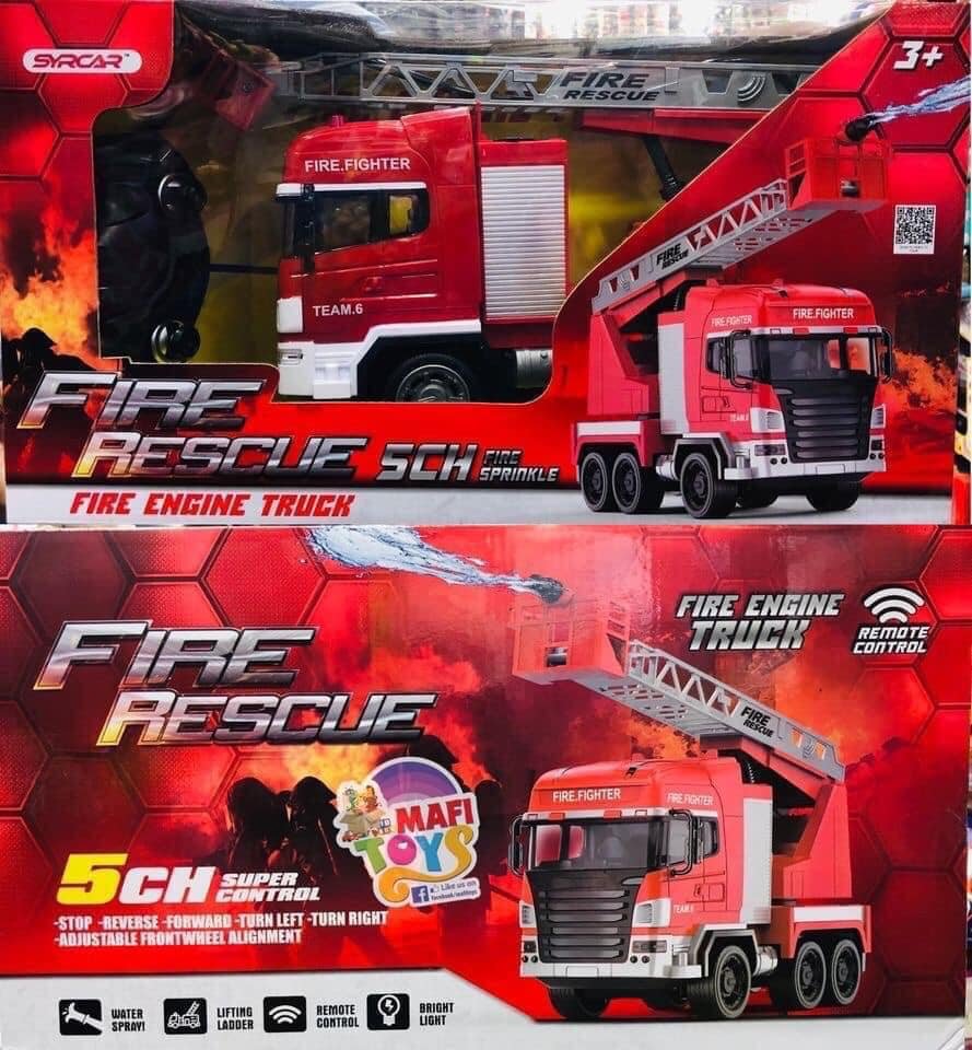 Remote Control Fire Rescue Car Toy Truck Electric Fire Engine with Adjustable Ladders Water Spray RC Car Toy for Kids
