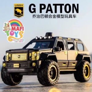 1:24 George Patton Chariot Model Simulation Alloy Jeep Hummer Children's Military car Toy Off-Road Vehicle Big Daddy Pull Back SUV with Blinking Lights