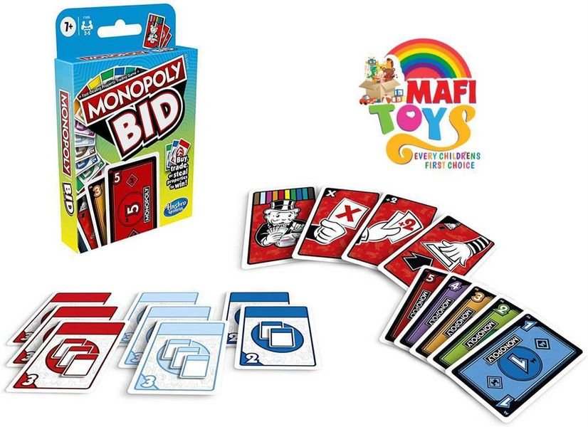 MONOPOLY Bid Game, Quick-Playing Card Game For 4 Players, Game For Families and Kids Ages 7 and Up