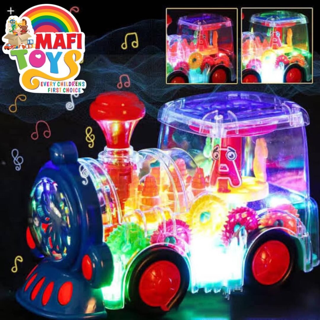 Electric Transparent Gear Train Toy with Flashing Sound Children Gift Early Education Toys