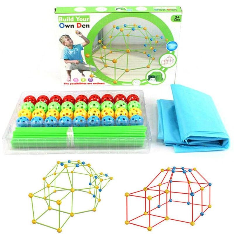 87 Pieces Build Your Own Den Set Kit Present Children DIY Tent Fun Game Gift Kid Toys