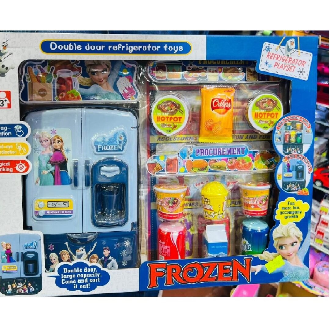 Frozen Double Door Refrigerator Toys Home Appliances Children Pretend Play Double Door Fridge Kitchen Toy