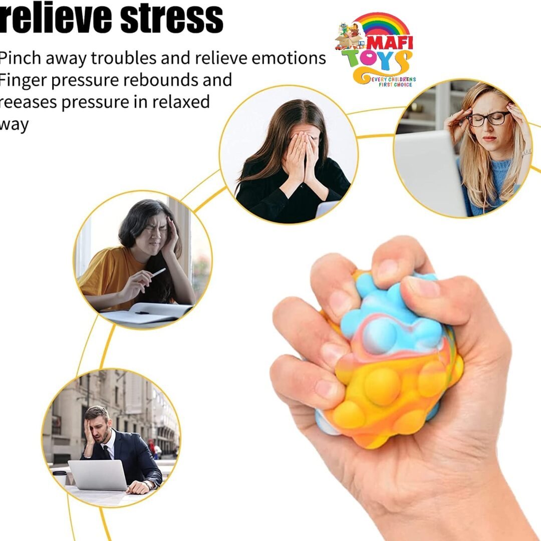 1 Pice Pop Stress Balls Fidget Toy/3D Push Bubble Pop Fidget Toy for Its Autism/Autistic Stress Relief/Poppers Sensory Party Favors Ball Fidget Toys Set Gifts for Kids & Adults