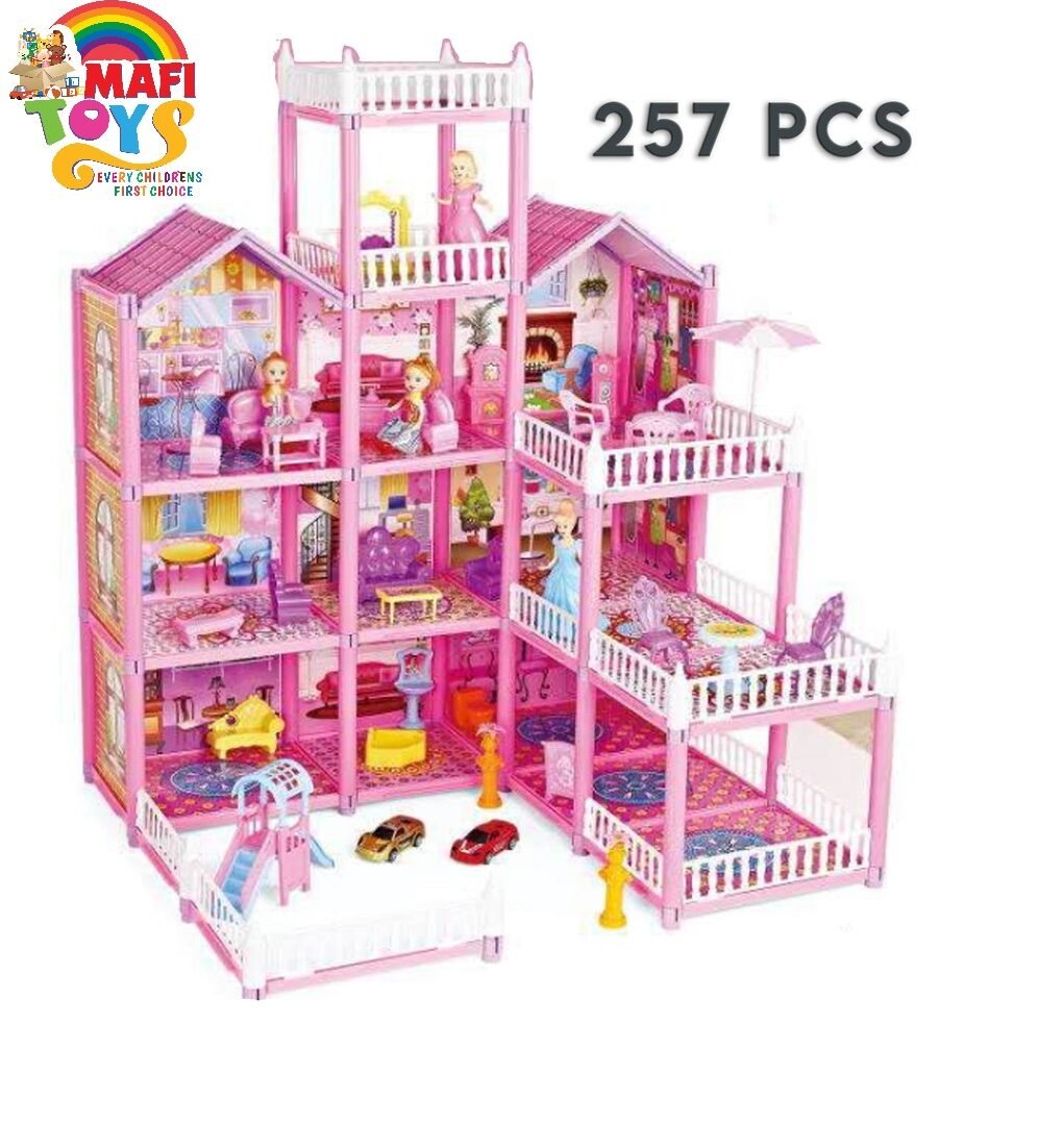 Lovely House DIY Assemble Game Doll House With Dolls,Colorful Lighting & Furniture Pretend Play House