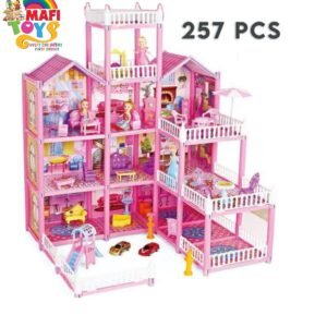 Lovely House DIY Assemble Game Doll House With Dolls,Colorful Lighting & Furniture Pretend Play House