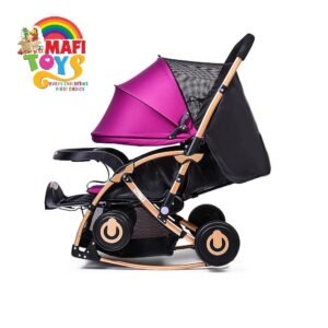 Baby Stroller C3 A Pram Baobaohao with Rocking Mood Adjustable Handle Bar Best Premium Quality Trolly Magenta & Blue