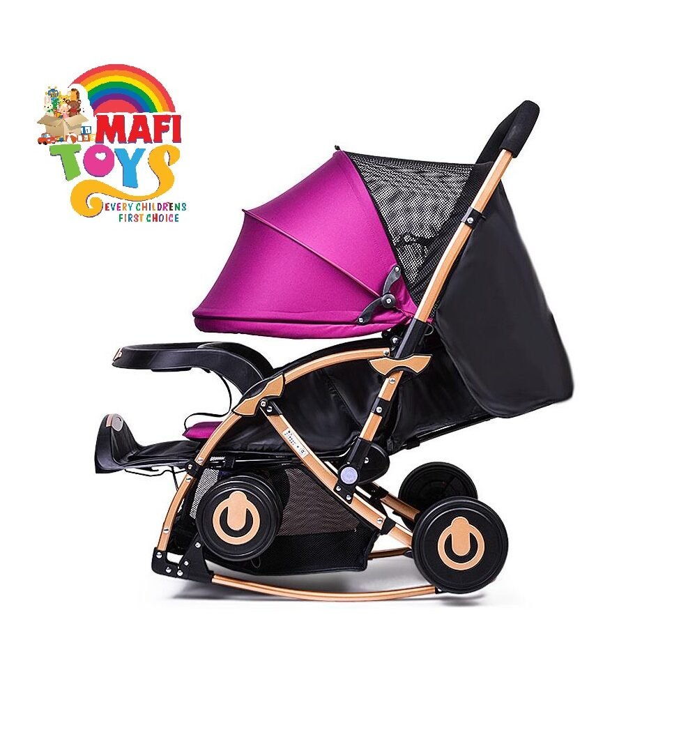 Baby Stroller C3 A Pram Baobaohao with Rocking Mood Adjustable Handle Bar Best Premium Quality Trolly Magenta & Blue