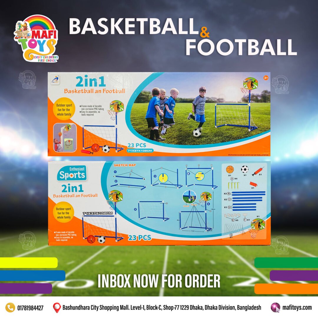 2 In 1 Football Goal With Basketball Hoop Outdoor Sport Fun For The Whole Family
