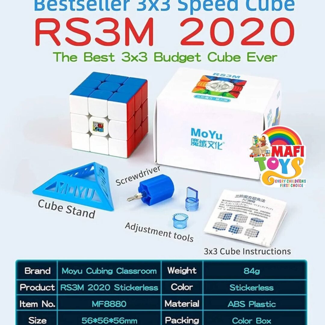 Rs3m 3x3 Magnetic Speed Cube 3 by 3 Mini Pocket Cube Speed Magic Cube Professional PVC Puzzle Cube Multicolor