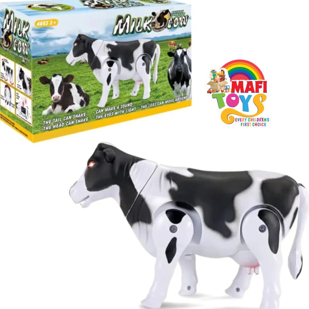 Electric Walking Milk Cow Toy - Realistic Simulation Figure for Kids and Toddlers - Battery Operated Funny Cow Model