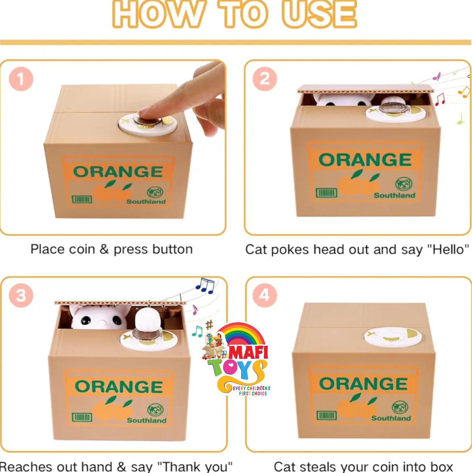Piggy Bank Cat Stealing Money Coin Box, Electronic Cute Money Saving Coins Cans ATM Banks, Automatic Mischief Steal Money with English Speaking, Creative Toy Gift for Kids Boys Girls Adults Birthday - Image 7