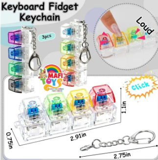Keyboard Fidget Toy, Keyboard Fidget Keychain 4-in-1 Keyboard Decompression Button Finger Clicker Toys, Button Stress Relief Fidget Gifts. - Image 7