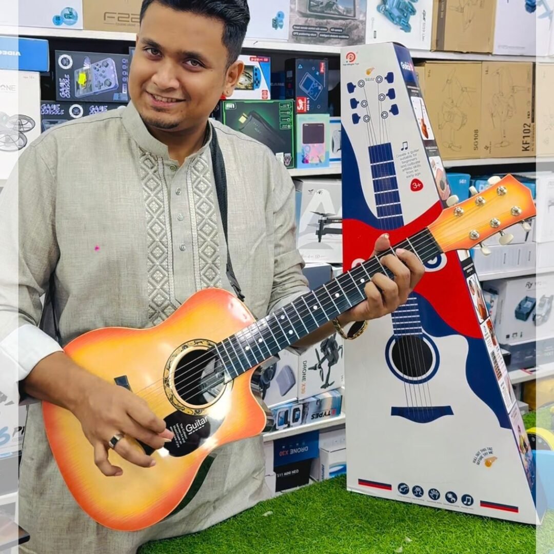 32 Inch Acoustic Guitar for Kids & Beginners | Wooden Guitar with 6 Strings | Lightweight Musical Instrument Toy for Boys & Girls (Brown) | Ideal Gift for Age 3+